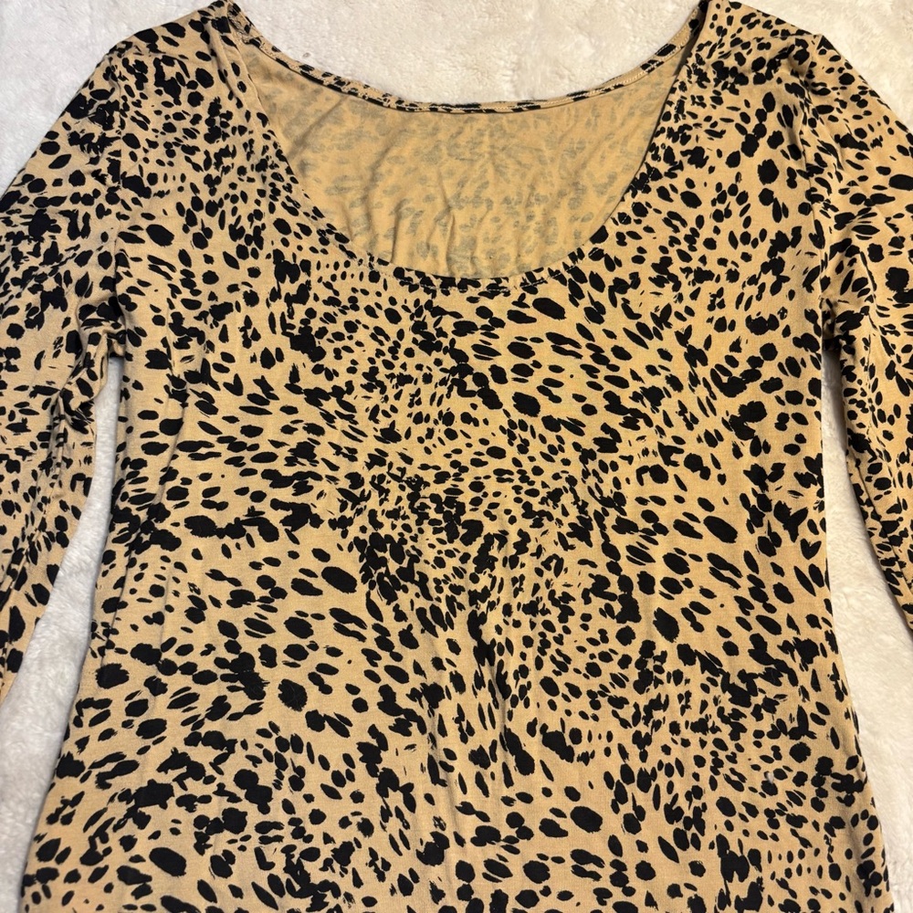 Daily Ritual Bodysuit Small Tan Black Animal Print Cotton Modal Elastane Stretch - Picture 7 of 12